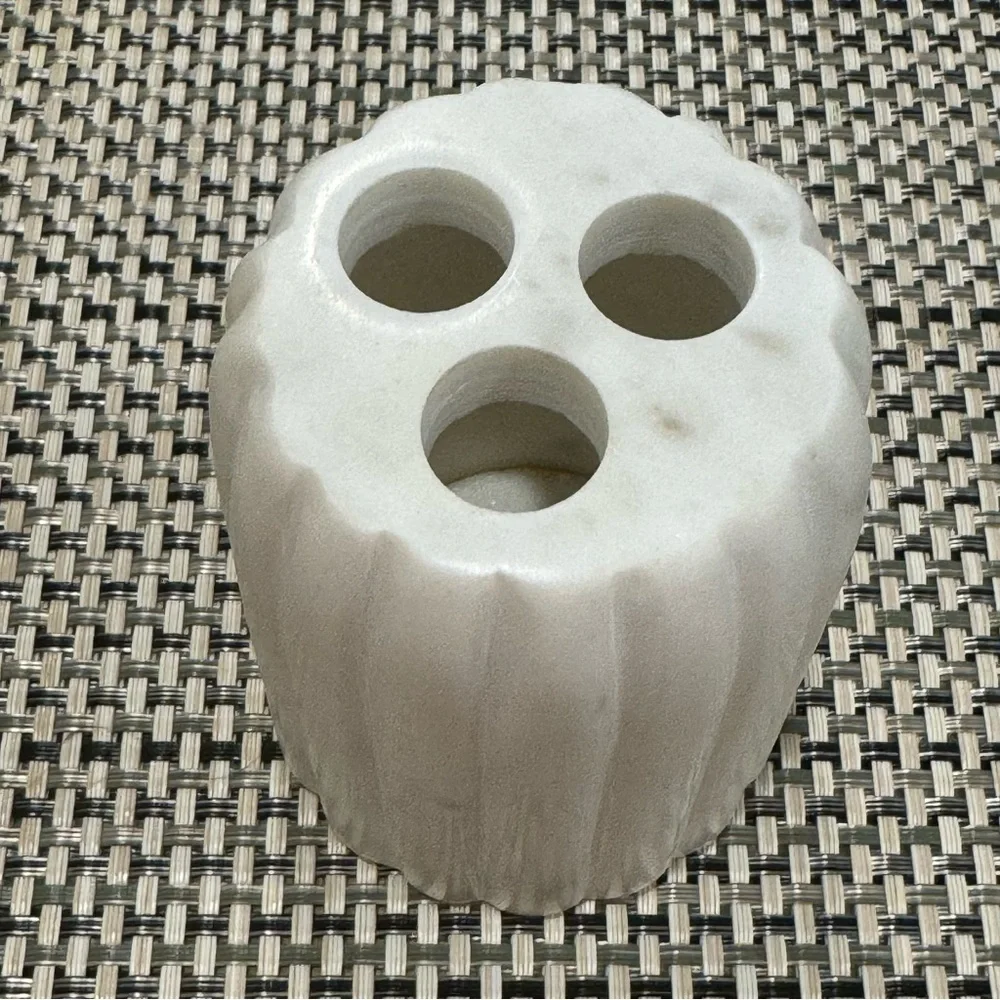 Ribbed Fluted Handcrafted Marble ~ toothbrush holder 4”x2.5”